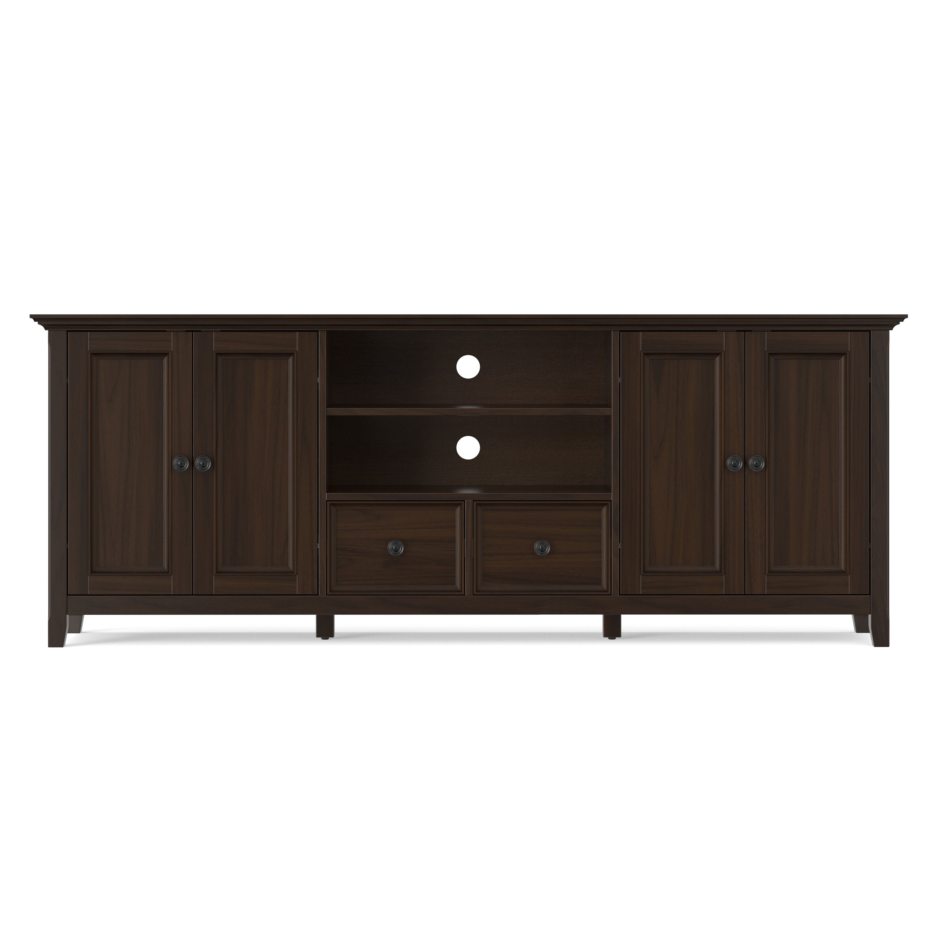 Amherst 84 inch Wide Solid Wood TV Stand in Brunette Brown/Bronze