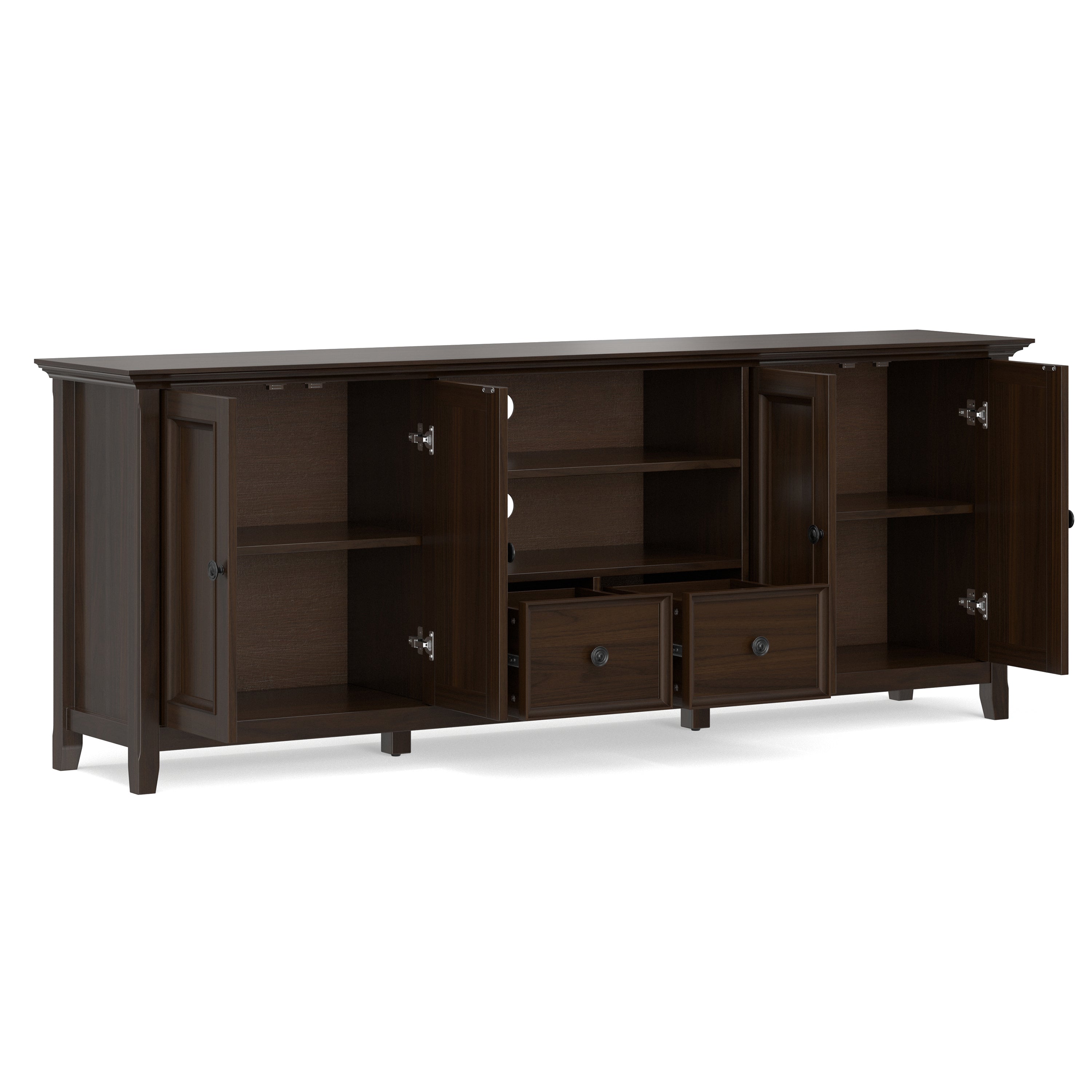 Amherst 84 inch Wide Solid Wood TV Stand in Brunette Brown/Bronze