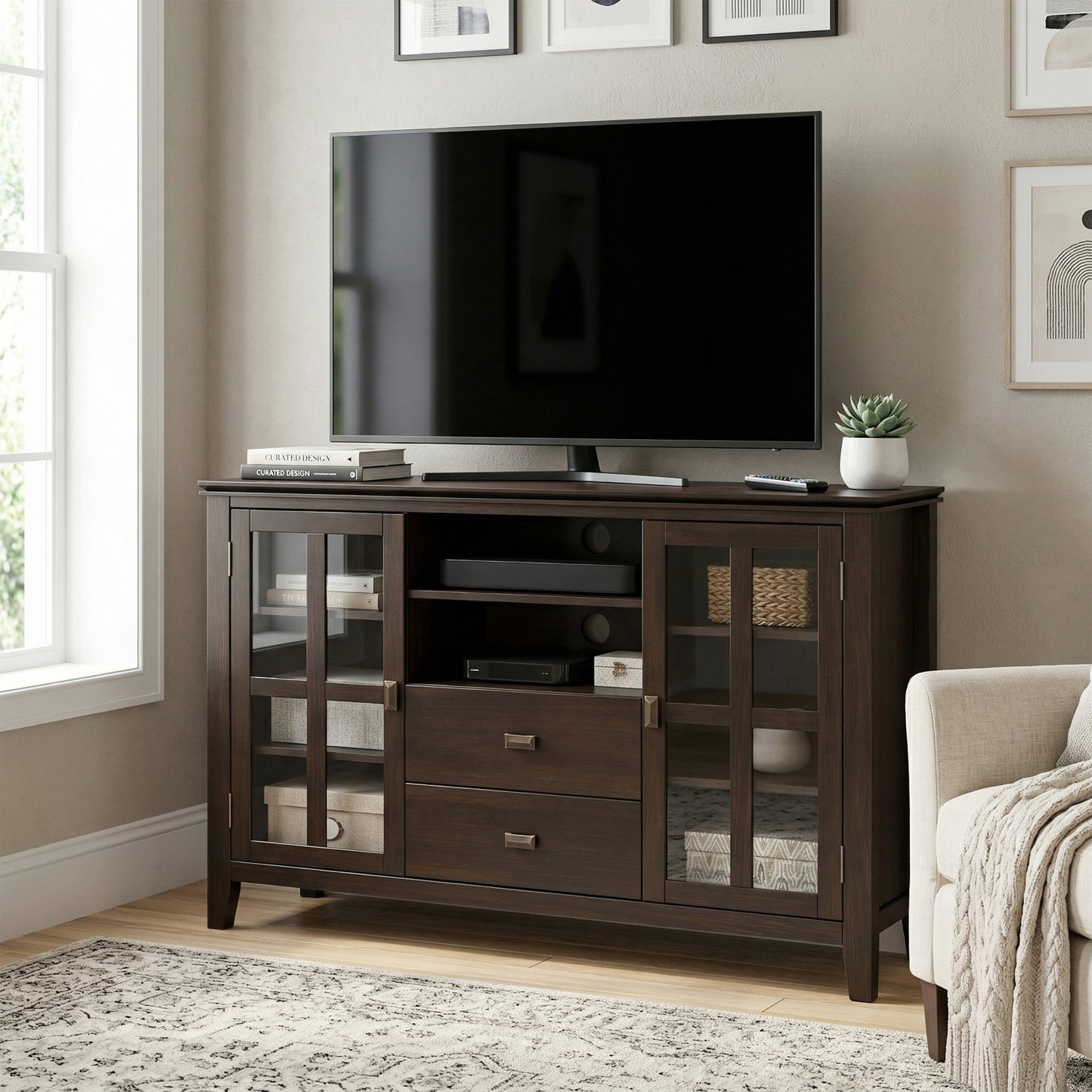 Dark Chestnut Brown | Artisan Tall TV Media Stand