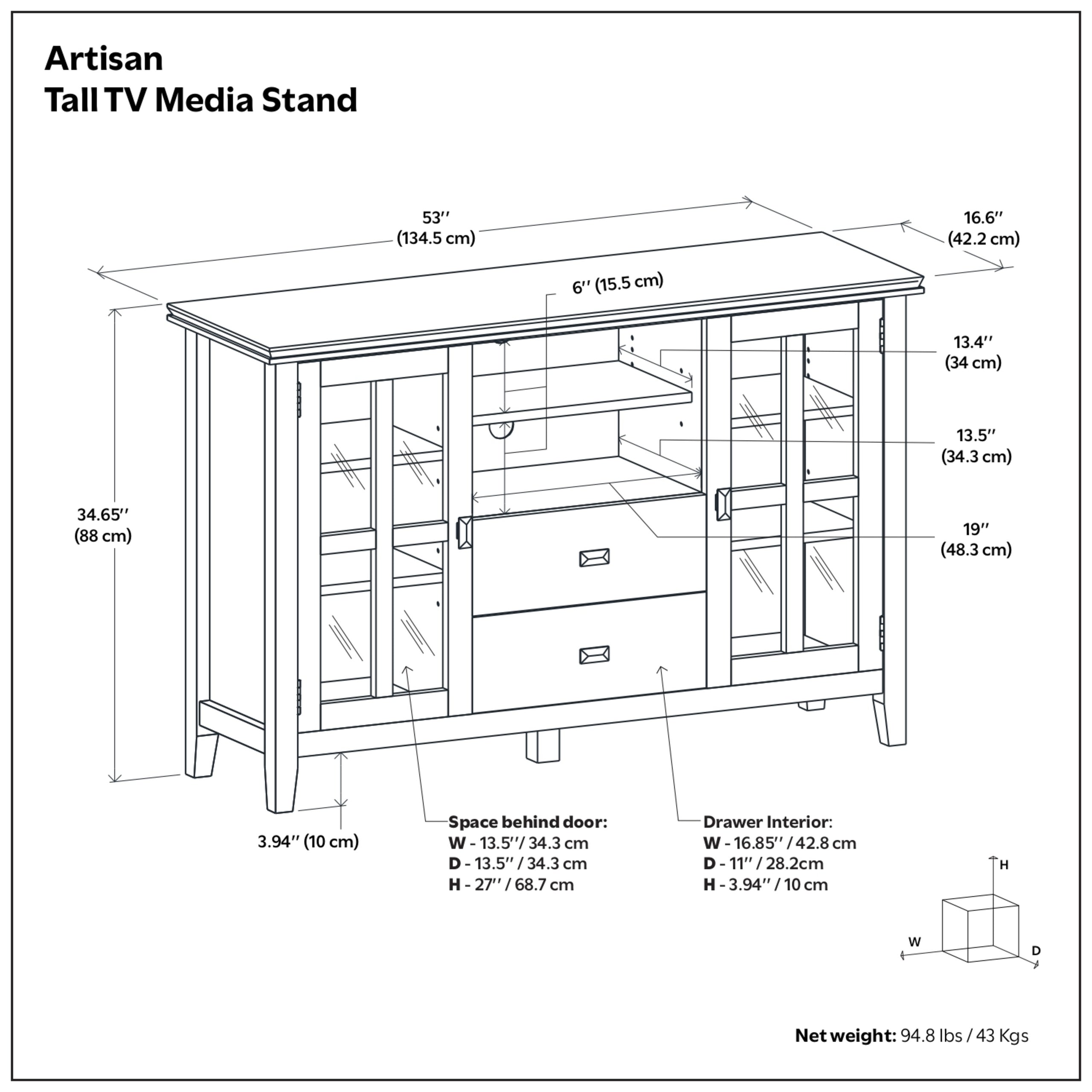White | Artisan Tall TV Media Stand