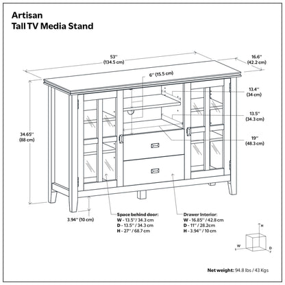 White | Artisan Tall TV Media Stand