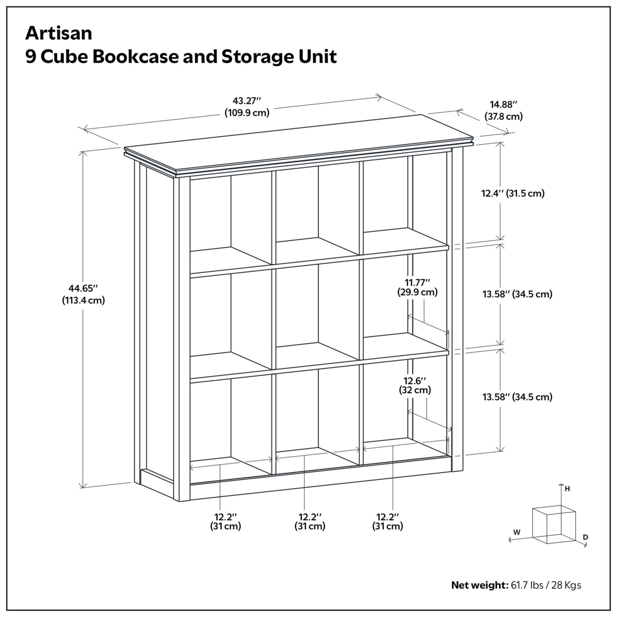 White | Artisan 9 Cube Bookcase