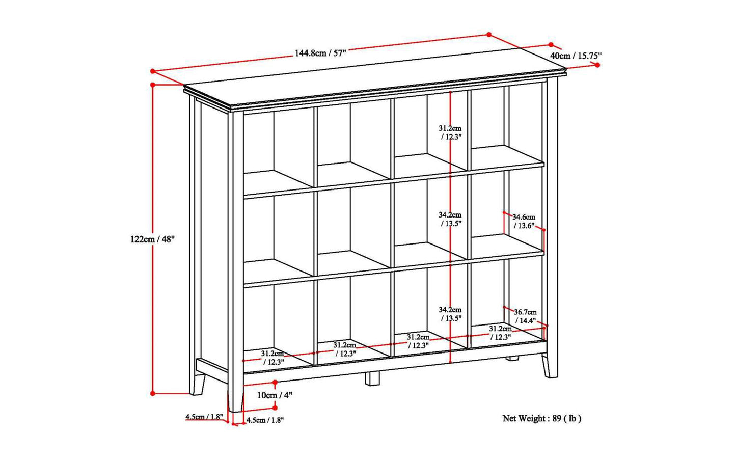 Artisan 12 Cube Bookcase in White