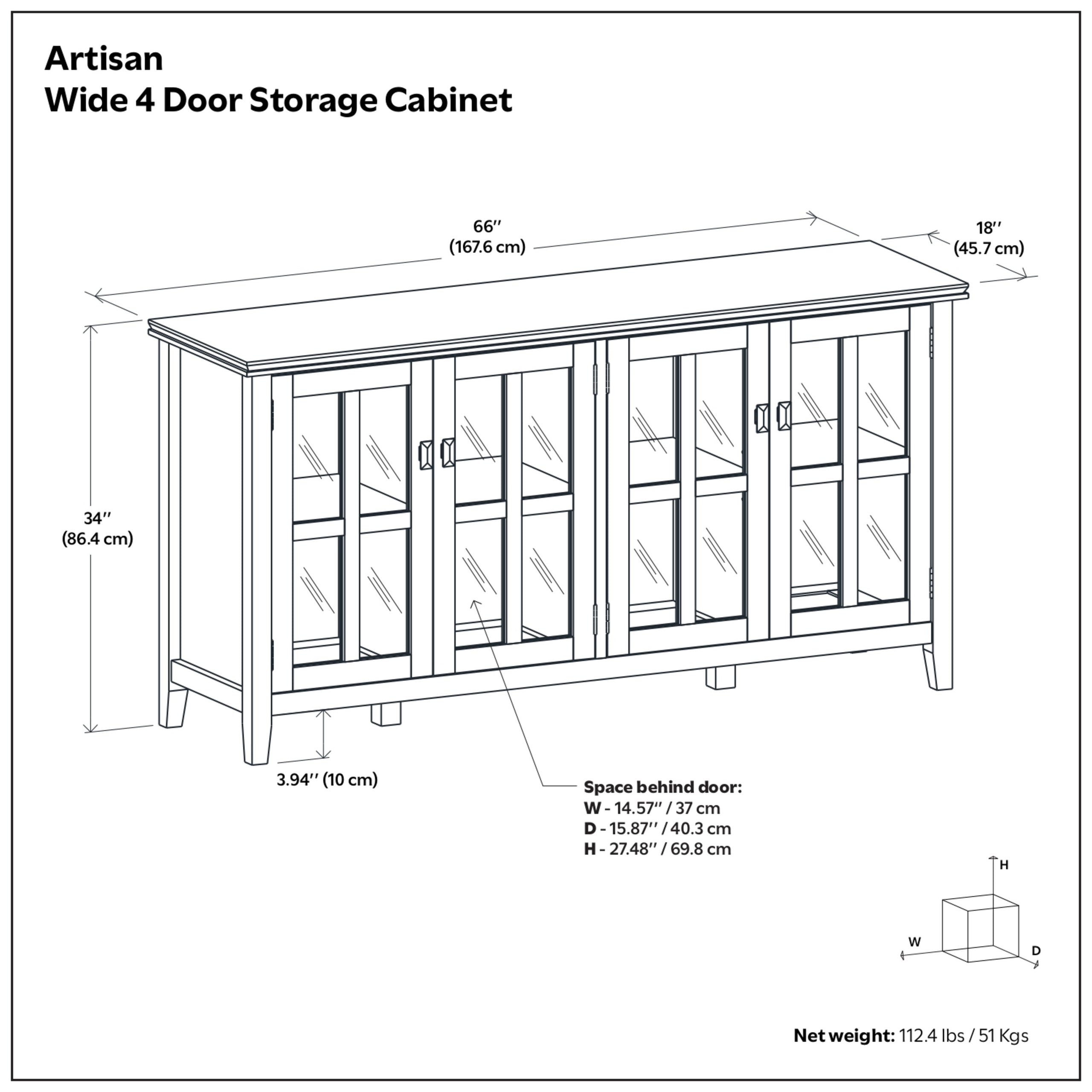 Black | Artisan Wide 4 Door Storage Cabinet