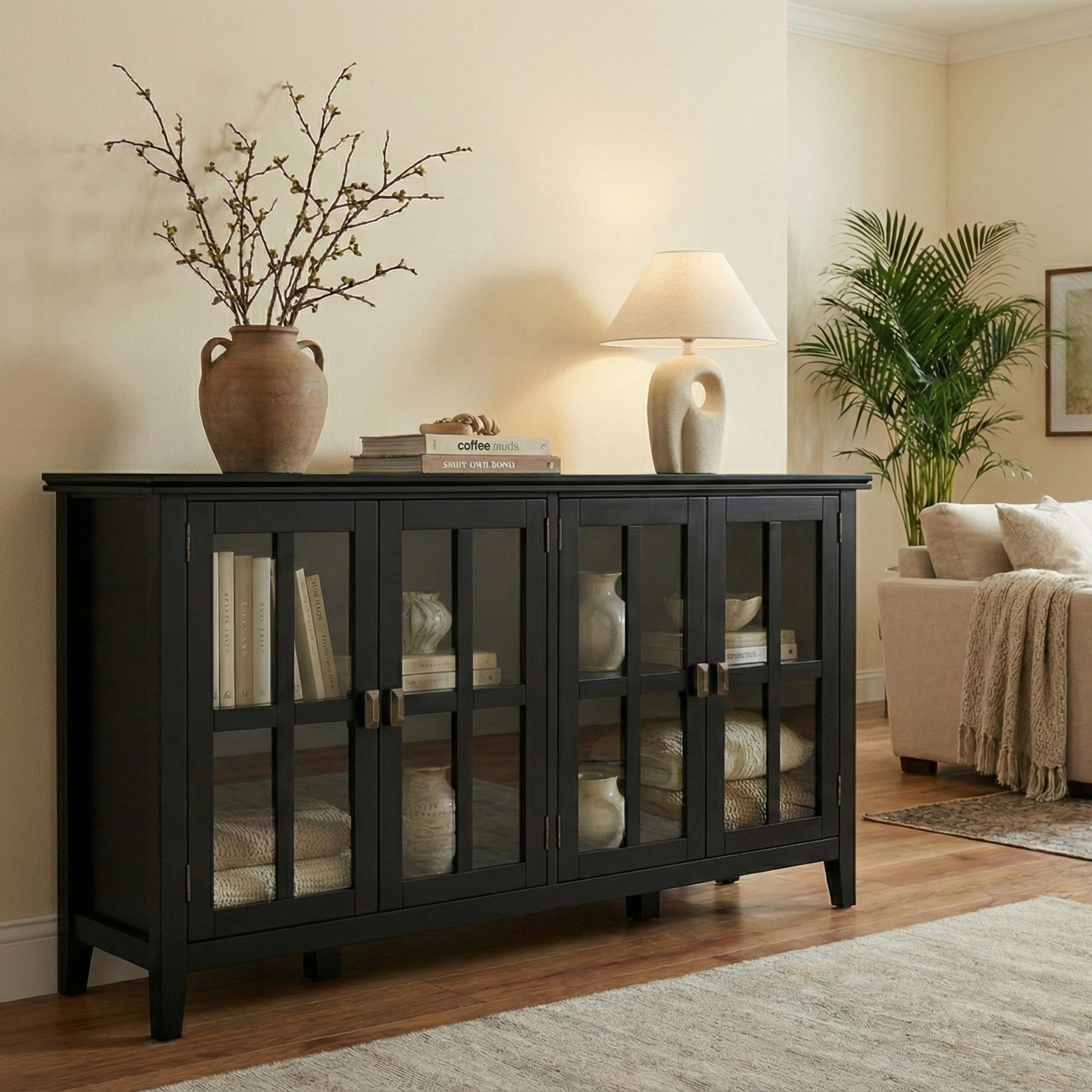 Black | Artisan Wide 4 Door Storage Cabinet