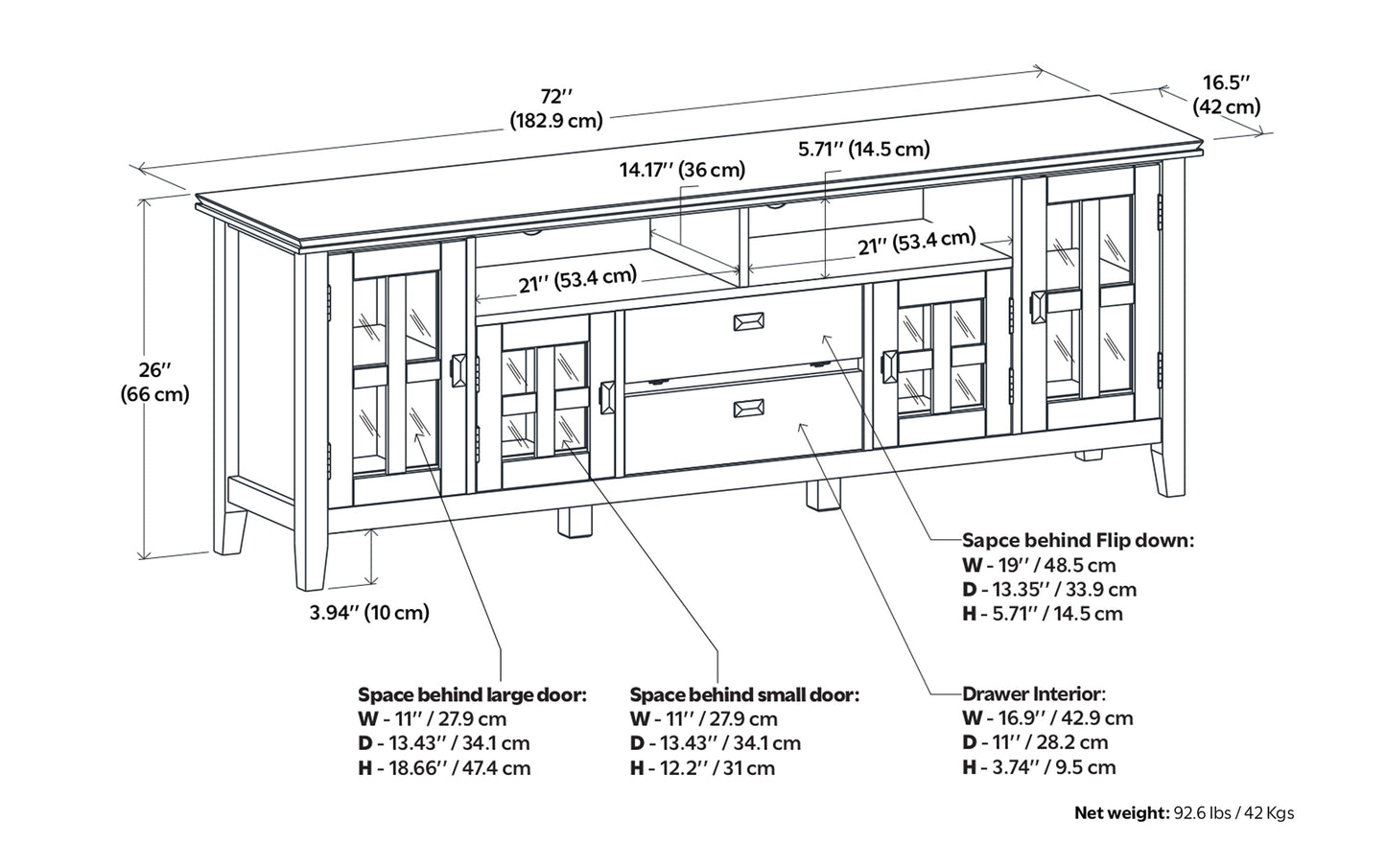 Honey Brown | Artisan 72 inch Tall TV Stand