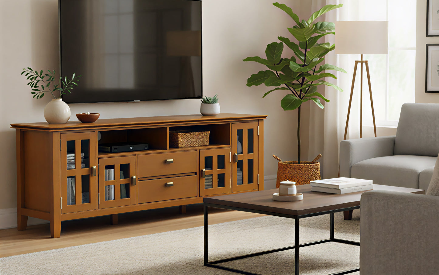 Honey Brown | Artisan 72 inch Tall TV Stand