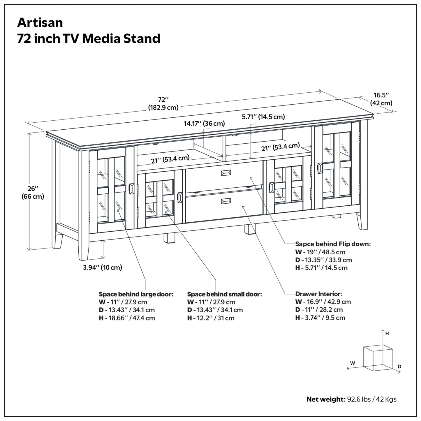 Rustic Natural Aged Brown | Artisan 72 inch TV Media Stand