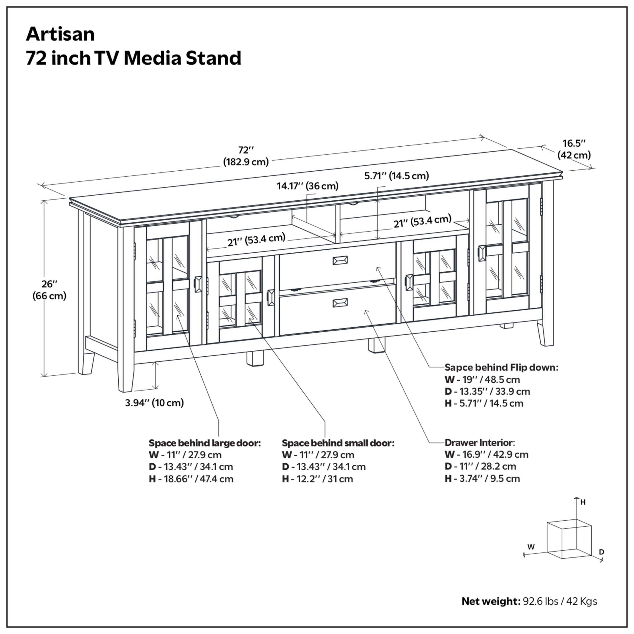 Rustic Natural Aged Brown | Artisan 72 inch TV Media Stand