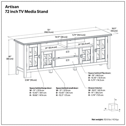 Rustic Natural Aged Brown | Artisan 72 inch TV Media Stand