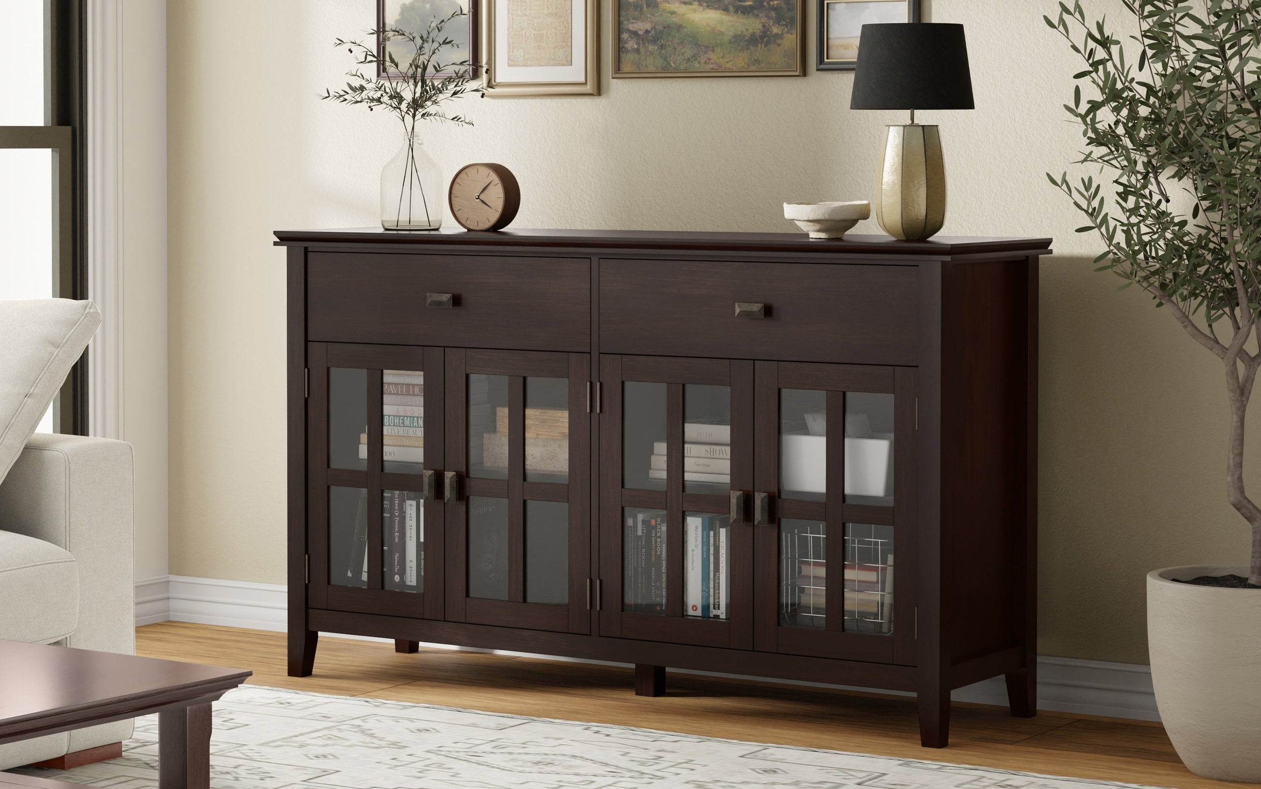 Dark Chestnut Brown | Artisan Large 4 Door Sideboard Buffet