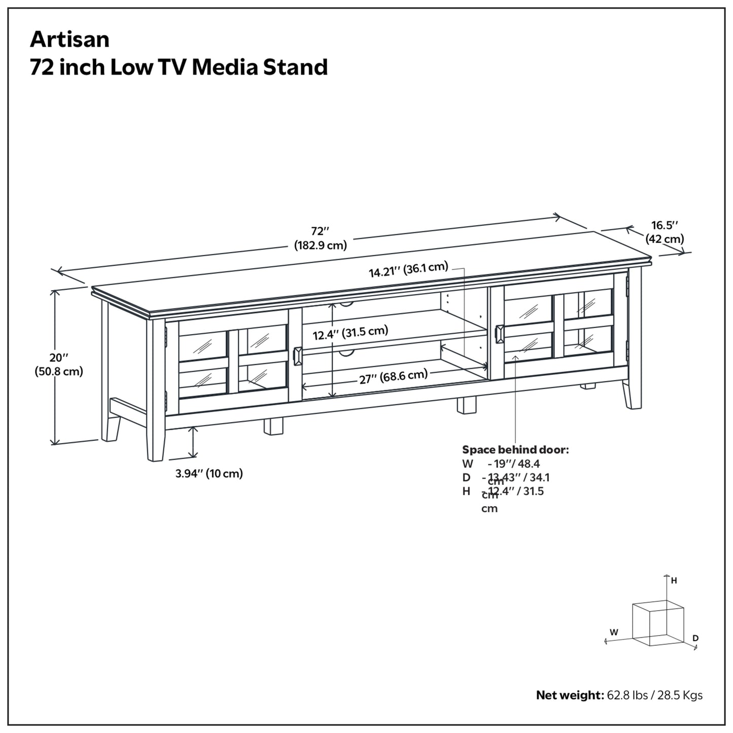 Artisan 72 inch Low TV Media Stand