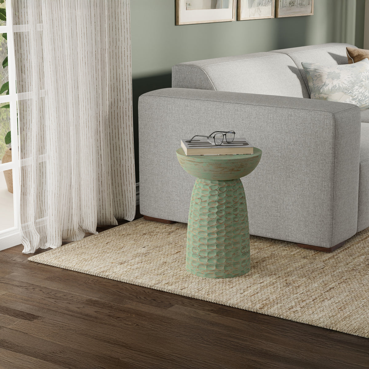 Green Wash | Boyd 13 inch Accent Table in Green Wash