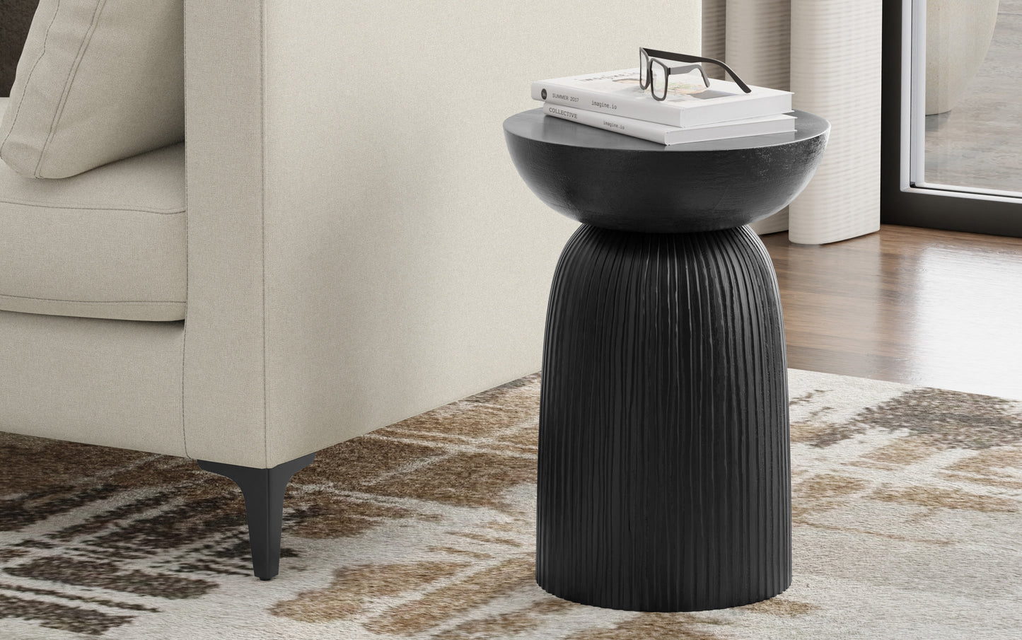 Black | Boyd 13 inch Line Accent Table