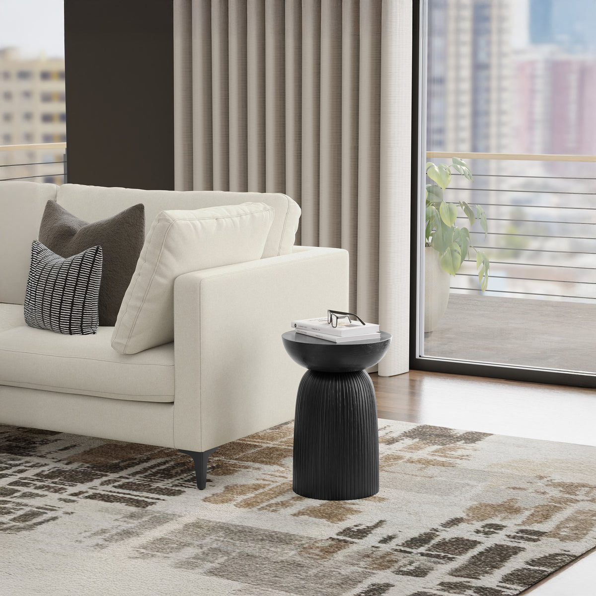 Black | Boyd 13 inch Line Accent Table