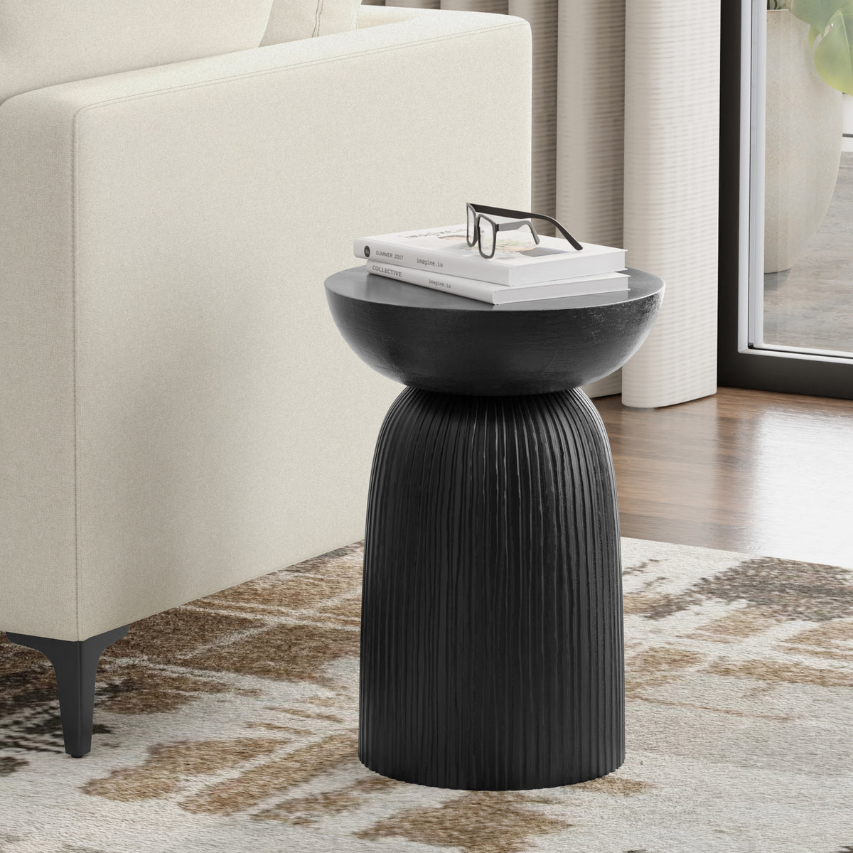 Black | Boyd 13 inch Line Accent Table