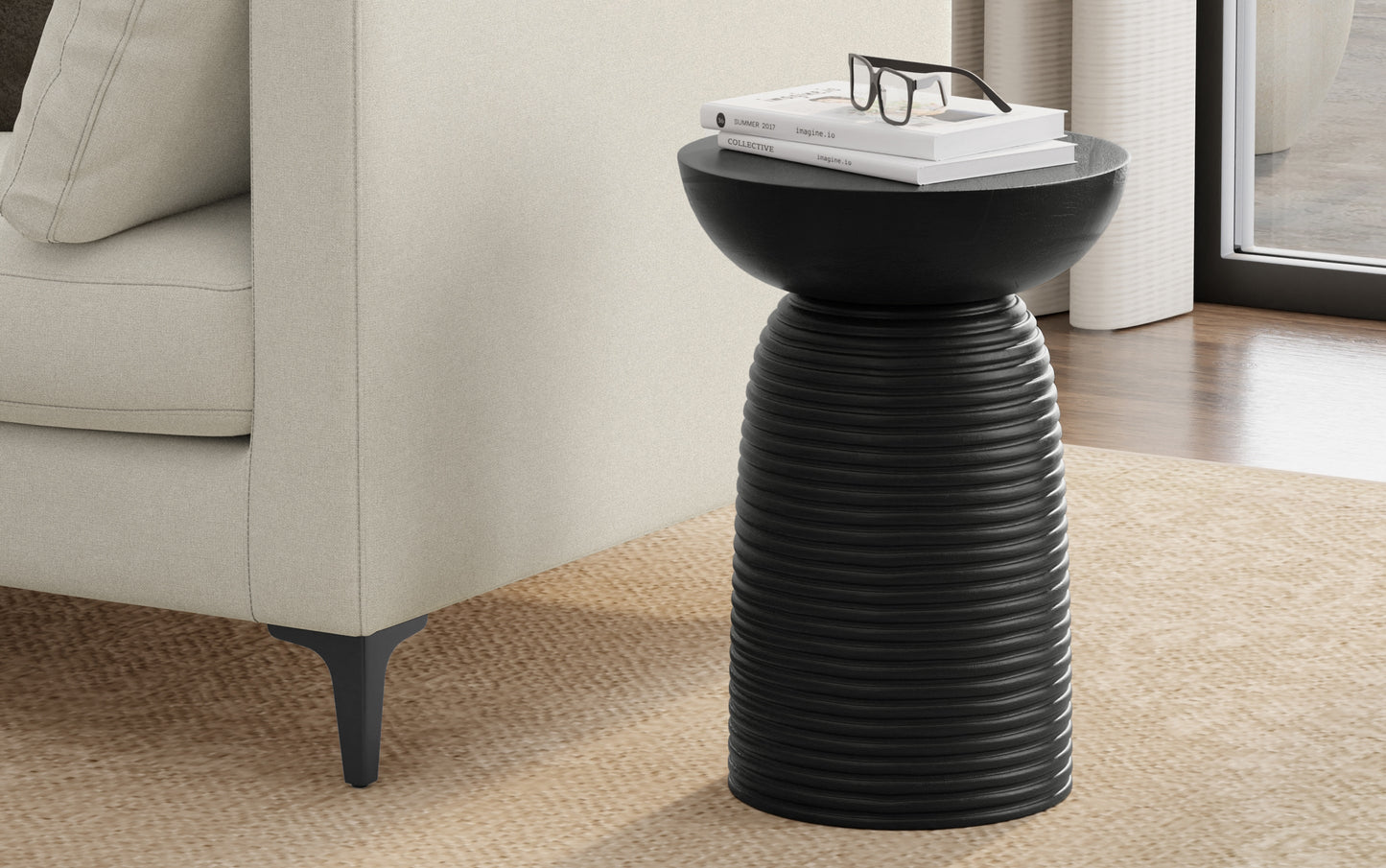 Black | Boyd 13 inch Ribbed Accent Table