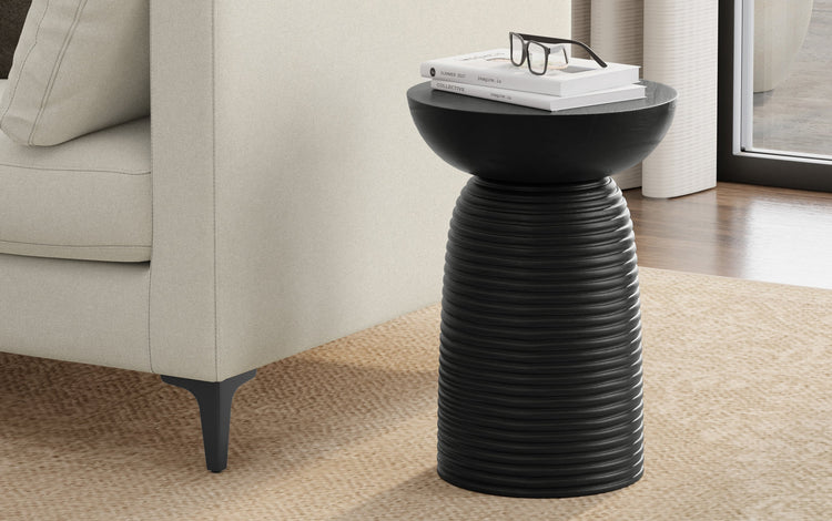 Black | Boyd 13 inch Ribbed Accent Table