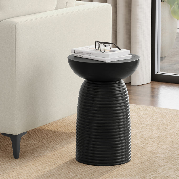 Black | Boyd 13 inch Ribbed Accent Table