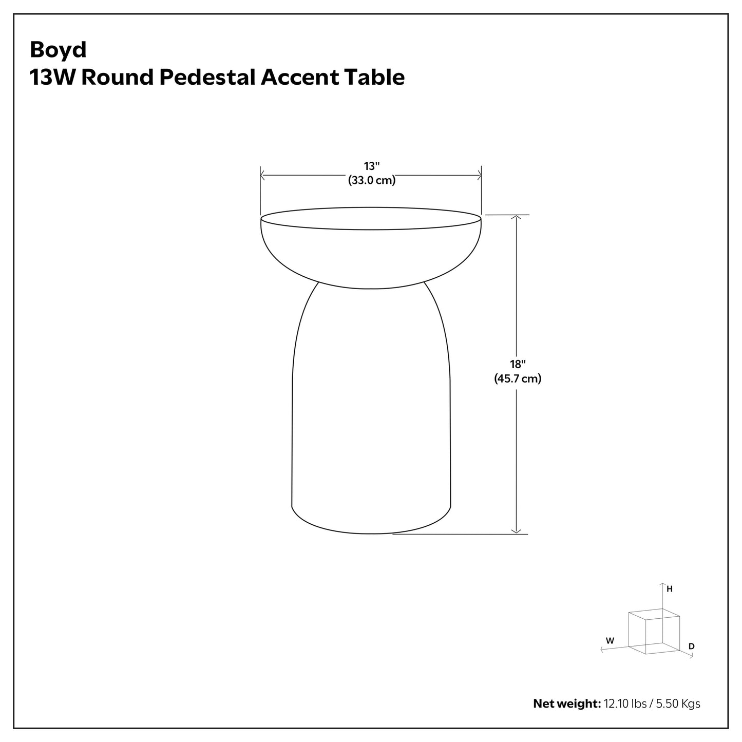 Raven Black | Boyd 13W Round Pedestal Dimple Accent Table