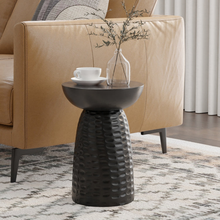 Raven Black | Boyd 13W Round Pedestal Dimple Accent Table
