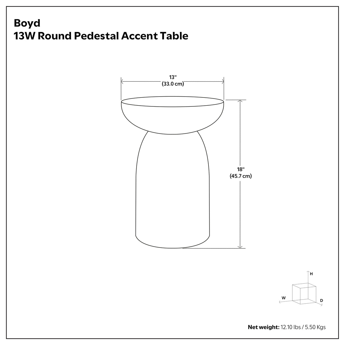 Black | Boyd 13 inch Stripe Accent Table