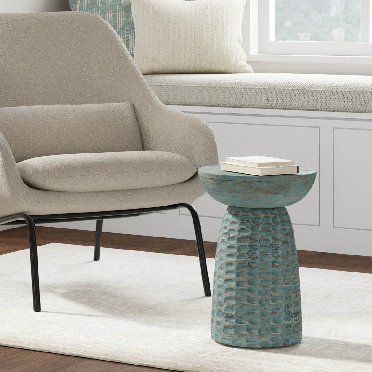 Teal Wash | Boyd 13 inch Accent Table in Mango