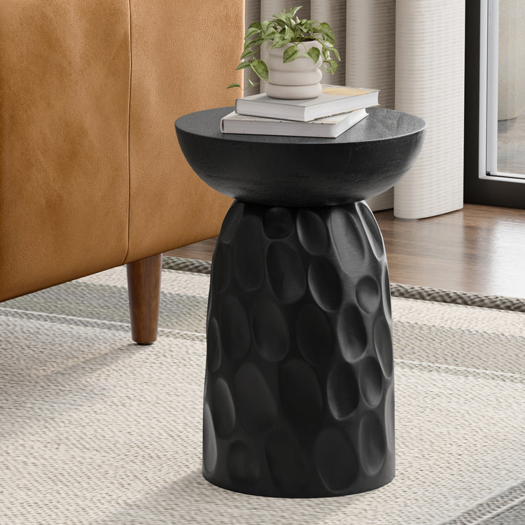 Black | Boyd 13 inch V-Chisel Accent Table