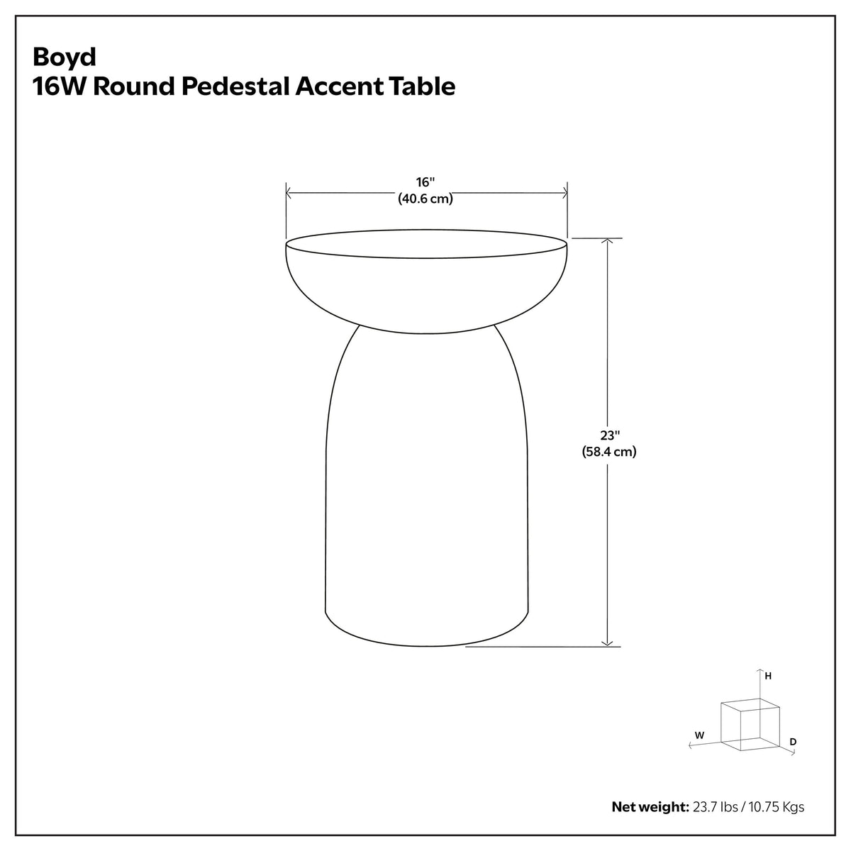 Warm Dark Brown 16 inch | Boyd 16 inch Accent Table