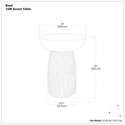 White Wash 16 inch | Boyd 16 inch Accent Table