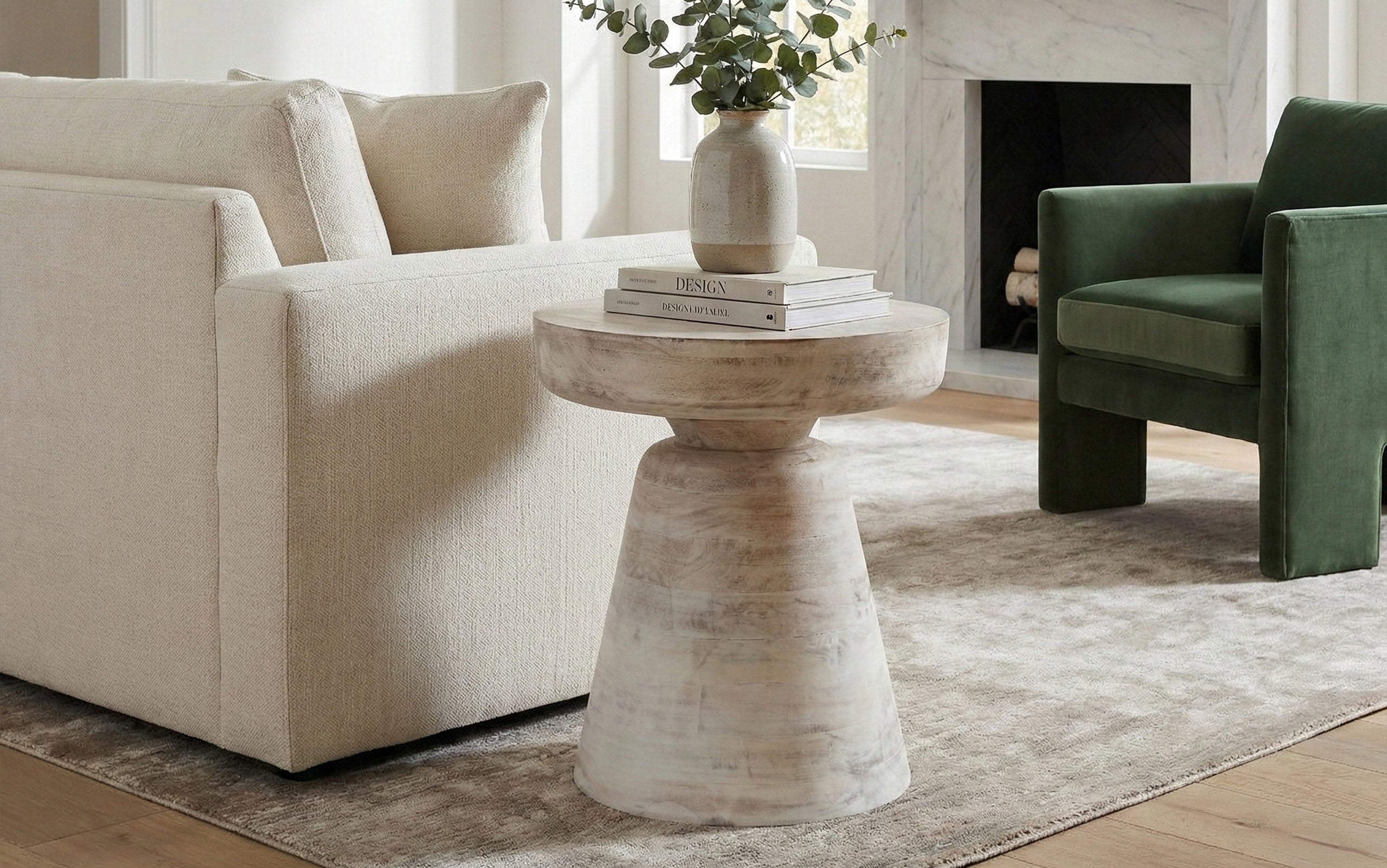 Distressed White Wash | Robbie Accent Table