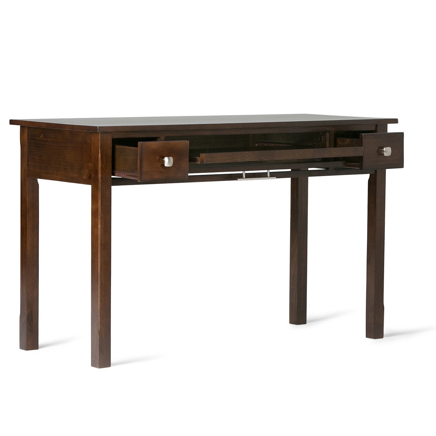 AFI 48" Solid Wood Writing Desk - Sturdy X Design - Home Office Desk With Drawer, Laptop Computer Work Study Table With USB Charger Walnut