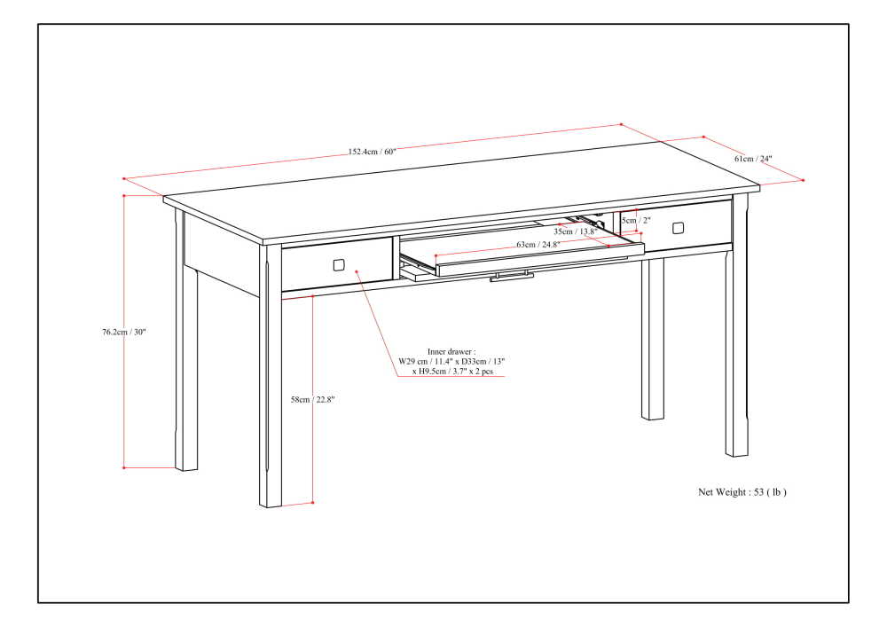 Tobacco Brown | Avalon Large Desk