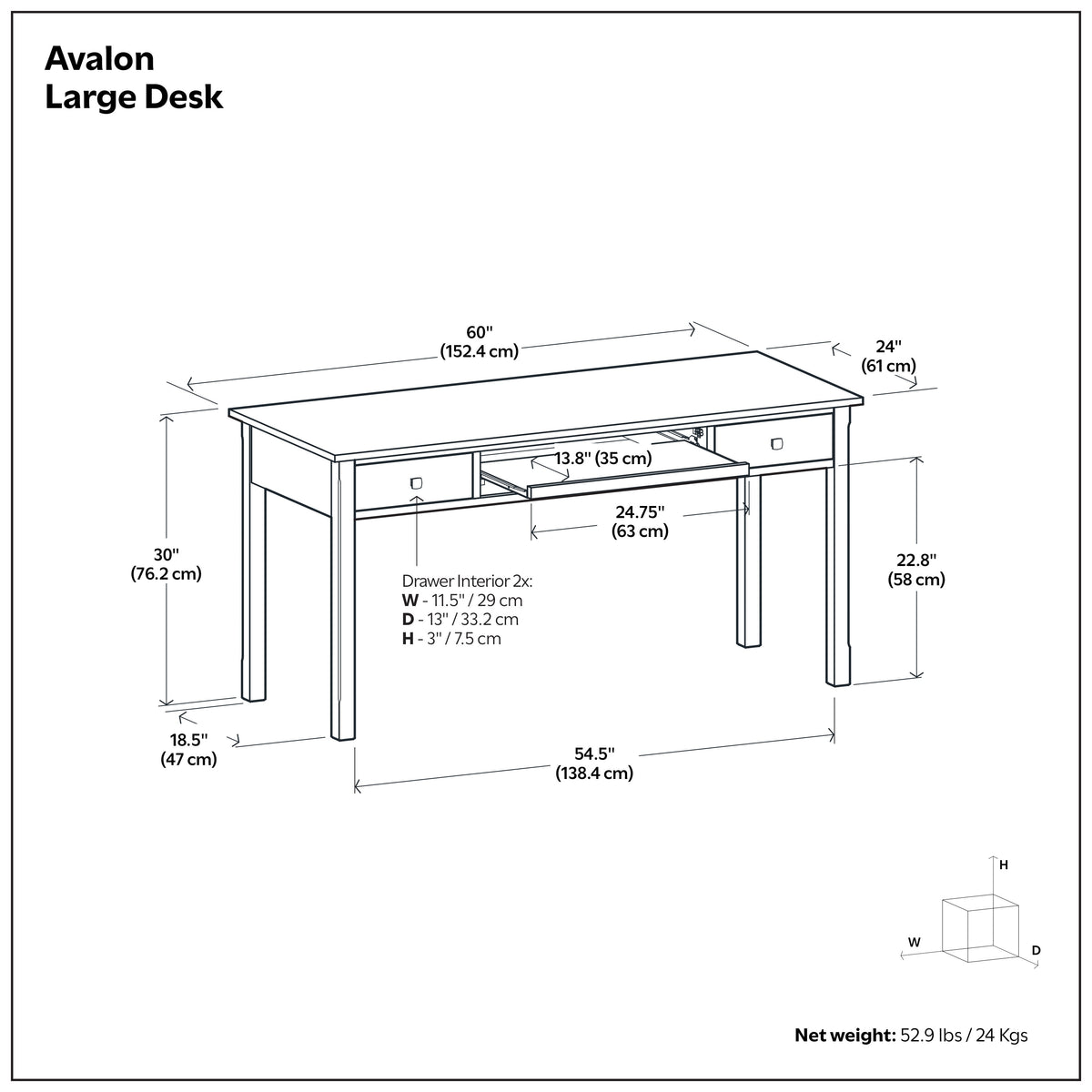 Brunette Brown | Avalon Large Desk