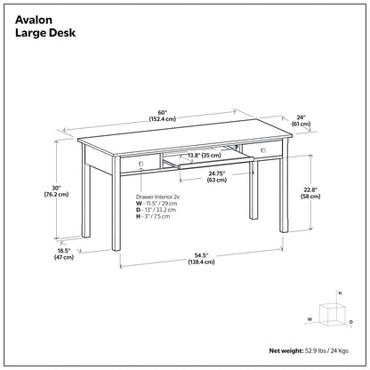Brunette Brown | Avalon Large Desk