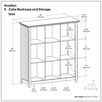 White | Acadian 9 Cube Bookcase