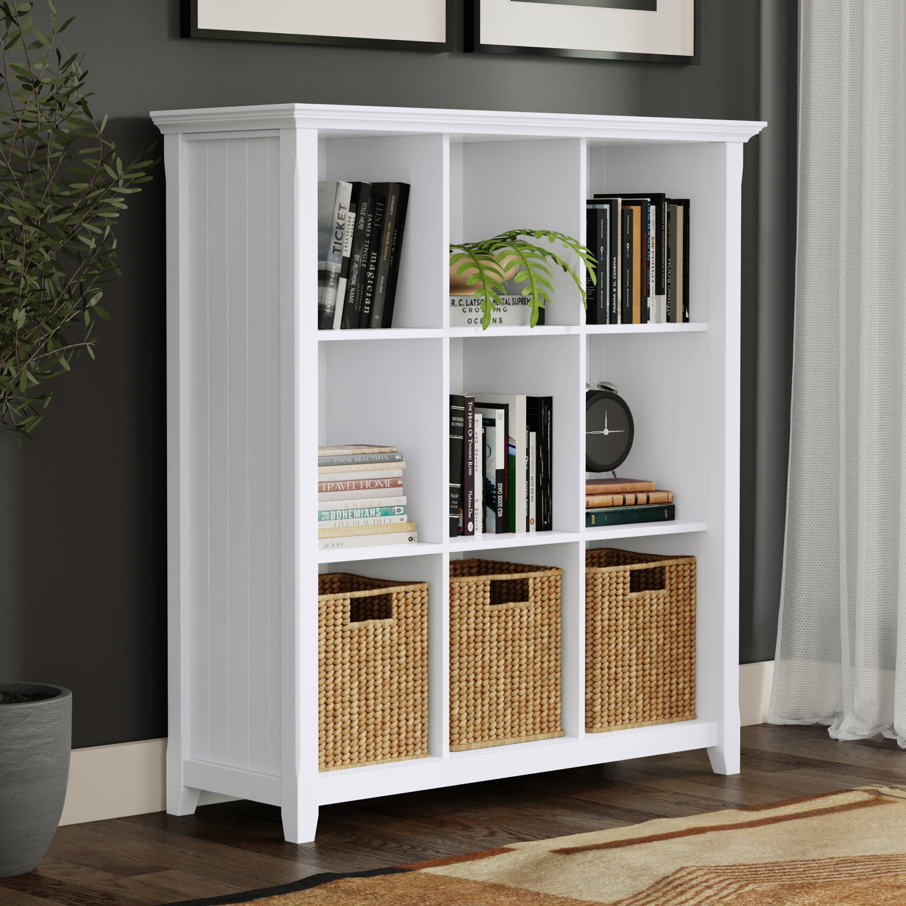 Solid Wood Cube Bookcase | Acadian 9 Cube Storage Unit – Simpli Home