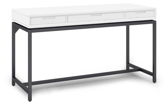 White Solid Wood - Rubberwood | Banting Mid Century Desk in White