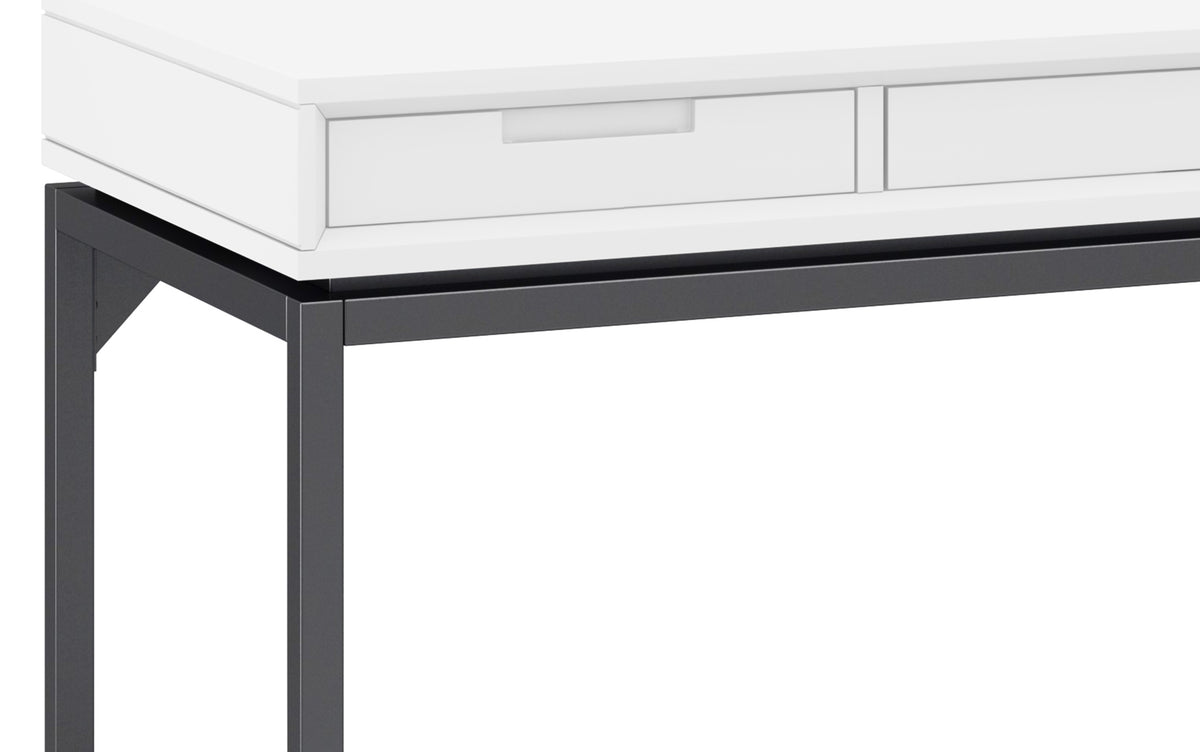White Solid Wood - Rubberwood | Banting Mid Century Desk in White