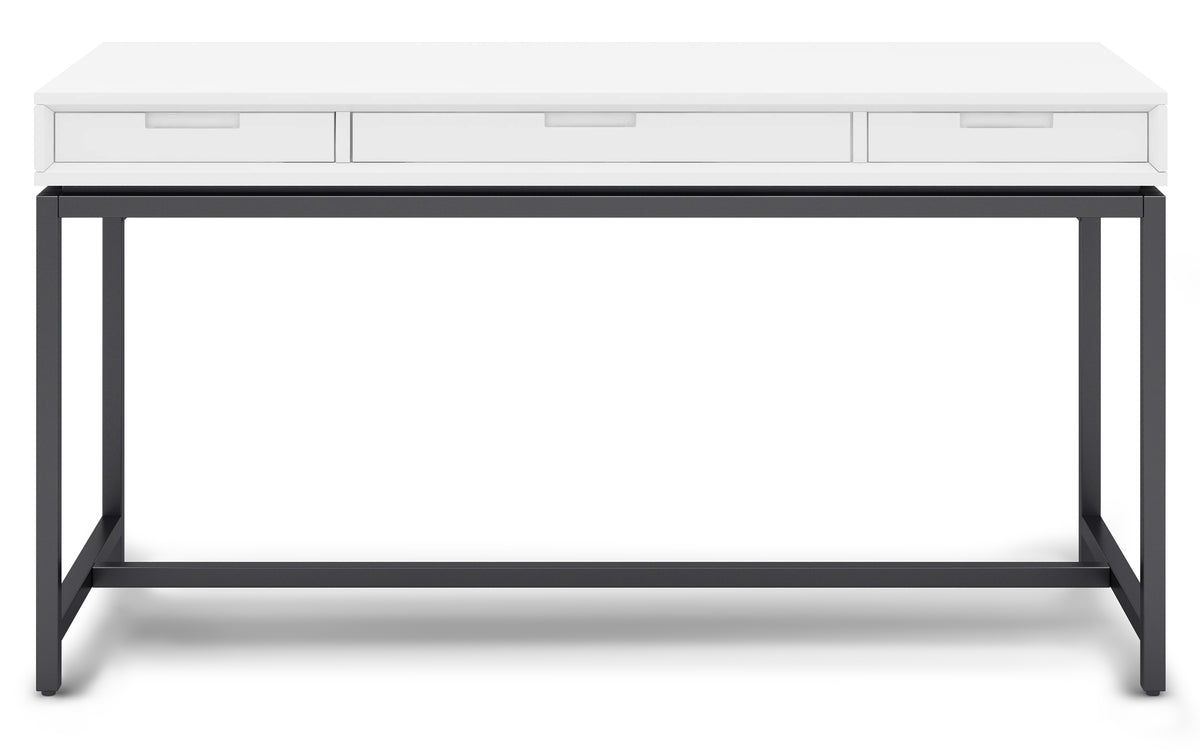 White Solid Wood - Rubberwood | Banting Mid Century Desk in White