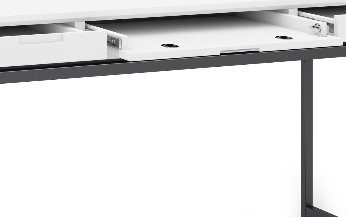 White Solid Wood - Rubberwood | Banting Mid Century Desk in White