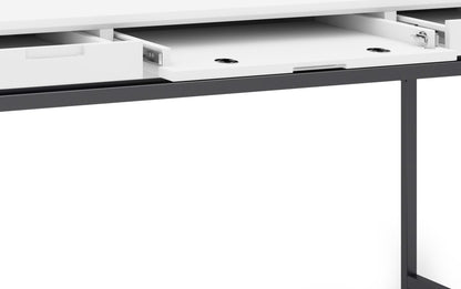 White Solid Wood - Rubberwood | Banting Mid Century Desk in White