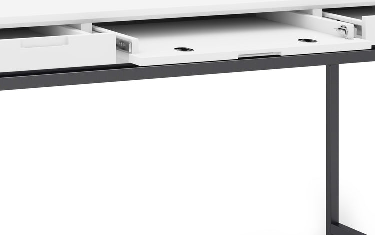 White Solid Wood - Rubberwood | Banting Mid Century Desk in White