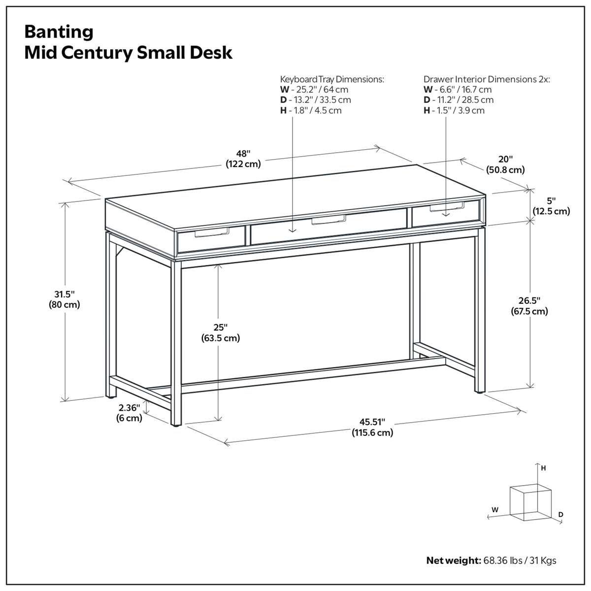 Banting Mid Century Small Desk