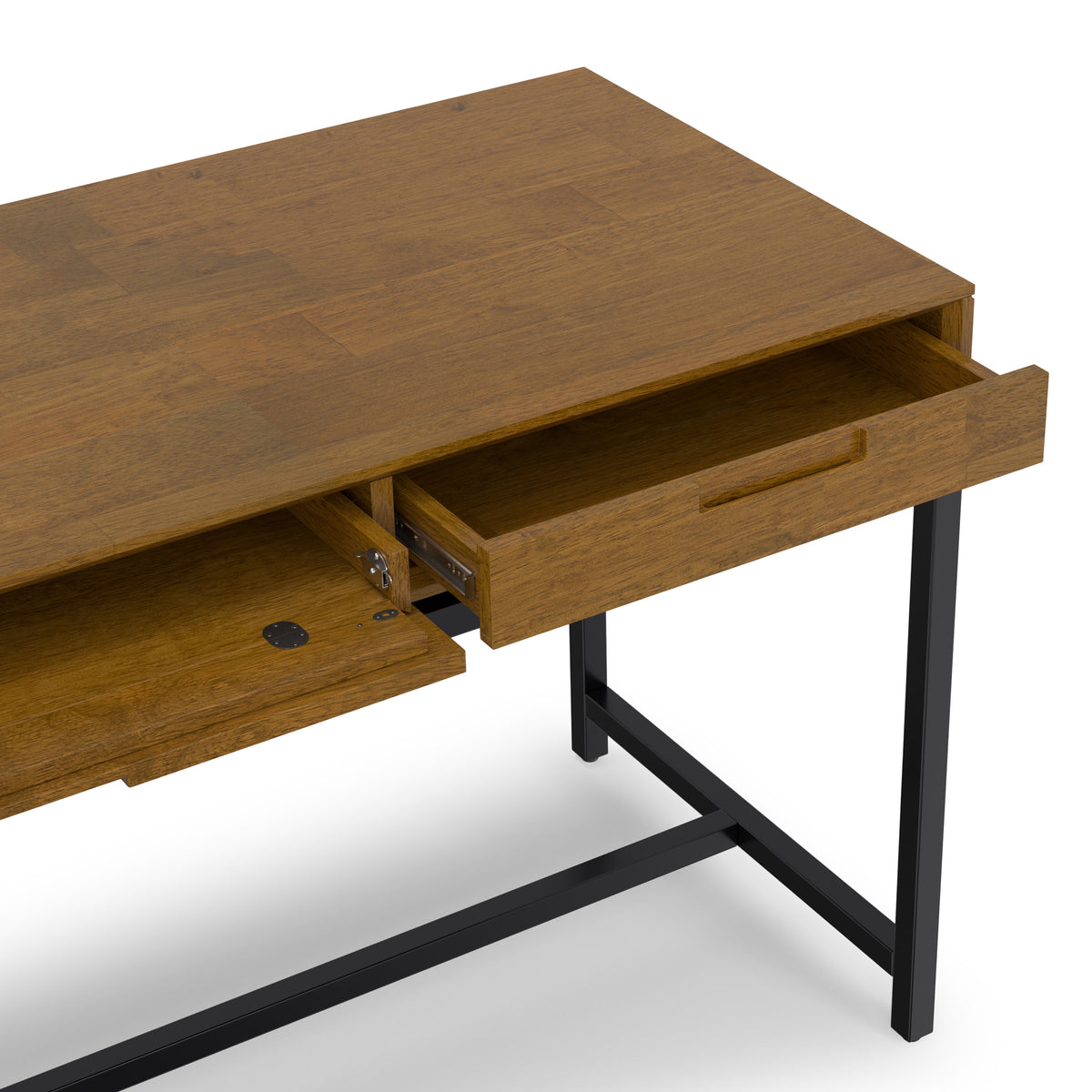 Medium Saddle Brown Rubberwood | Banting Mid Century Wide Desk in Rubberwood