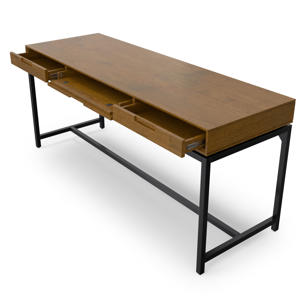 Medium Saddle Brown Rubberwood | Banting Mid Century Wide Desk in Rubberwood