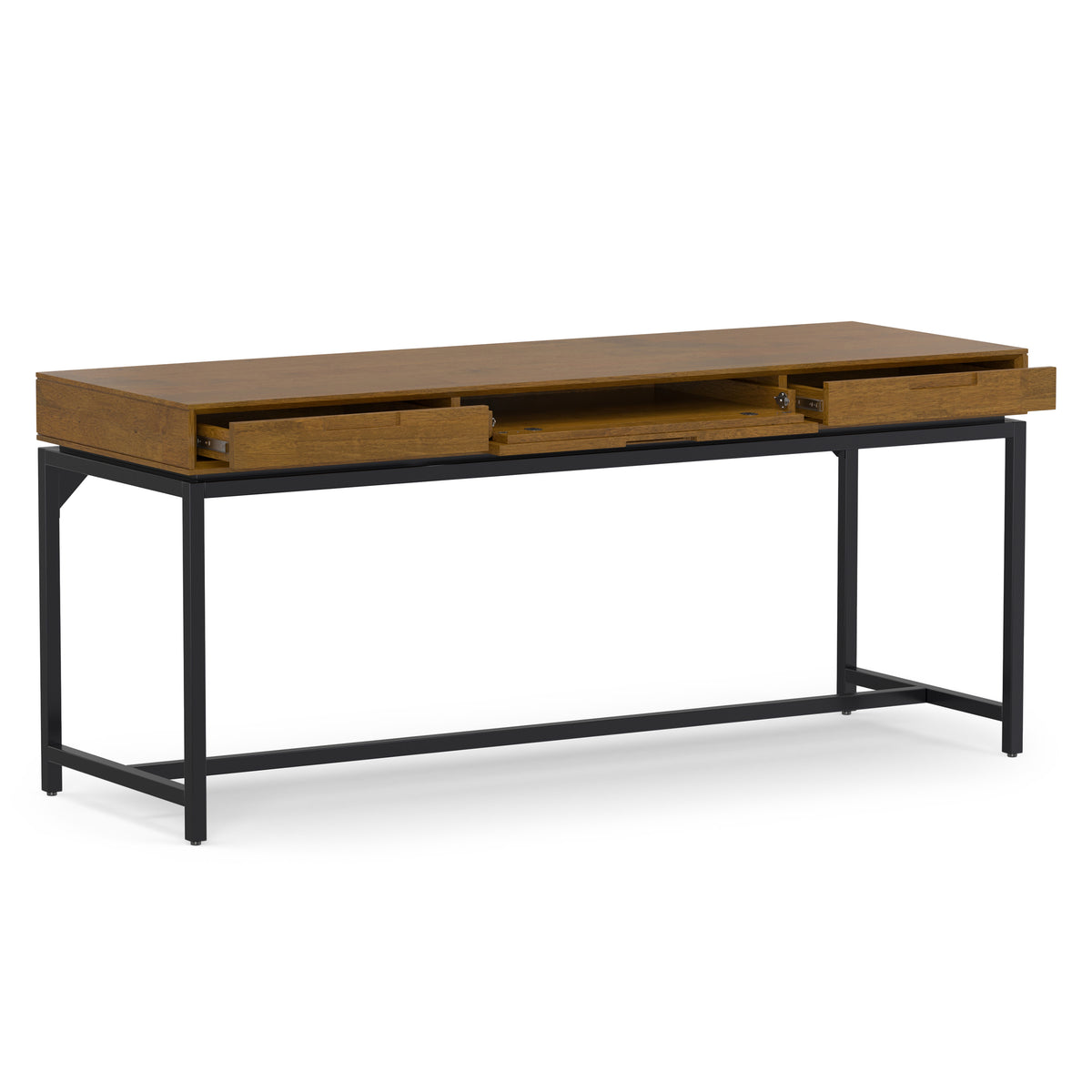 Medium Saddle Brown Rubberwood | Banting Mid Century Wide Desk in Rubberwood