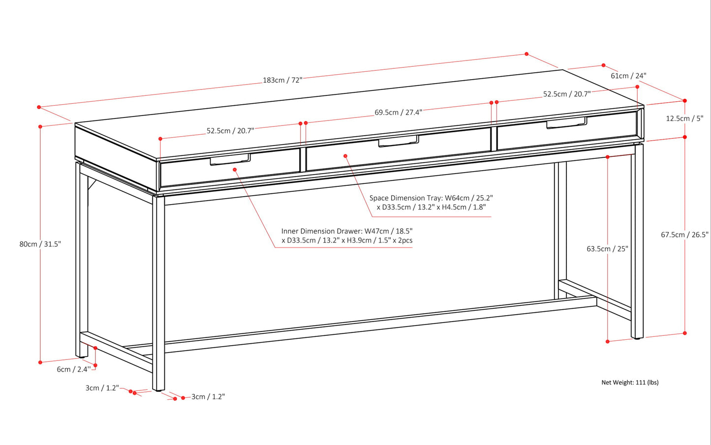 Oak Oak | Banting Mid Century Wide Desk
