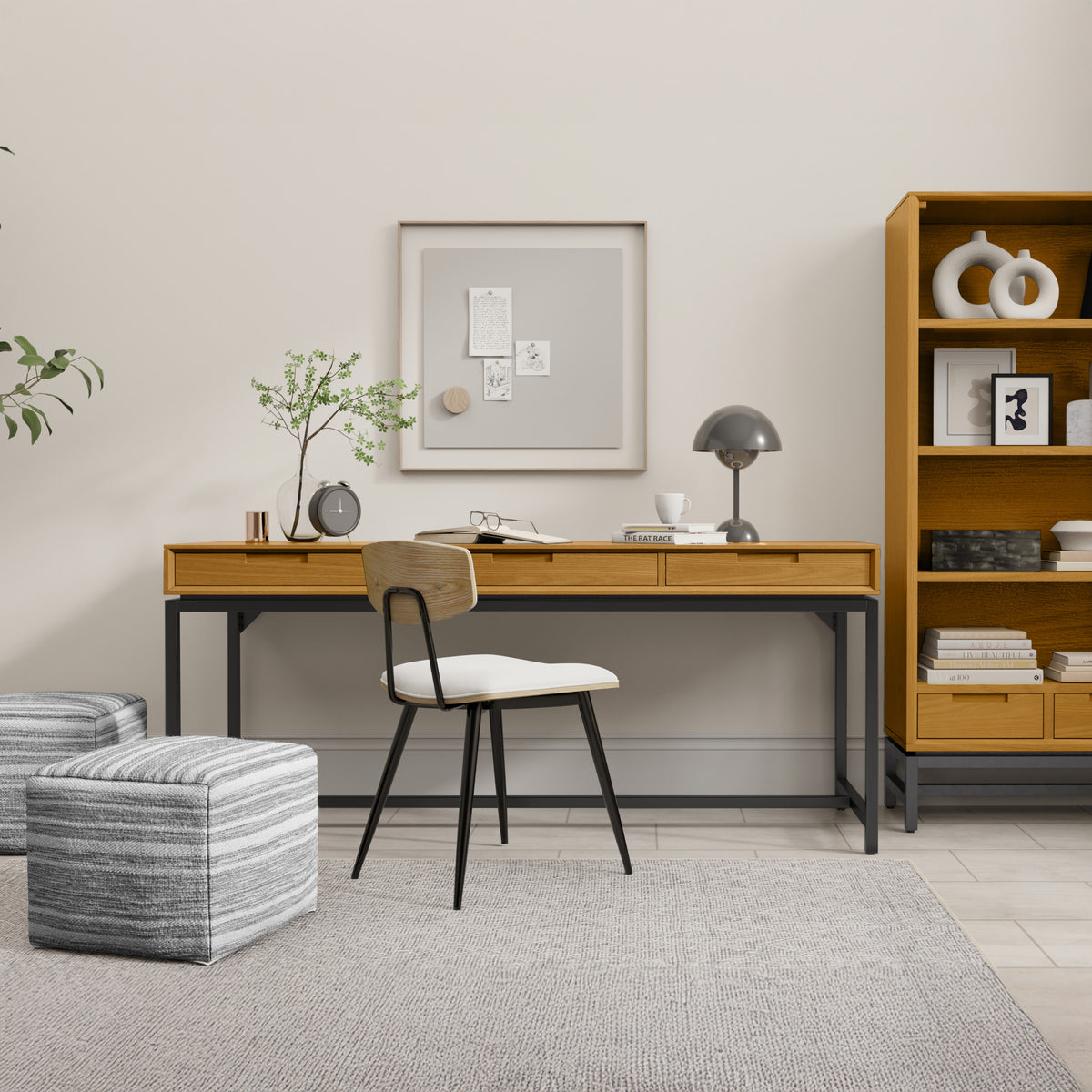 Oak Oak | Banting Mid Century Wide Desk in Oak