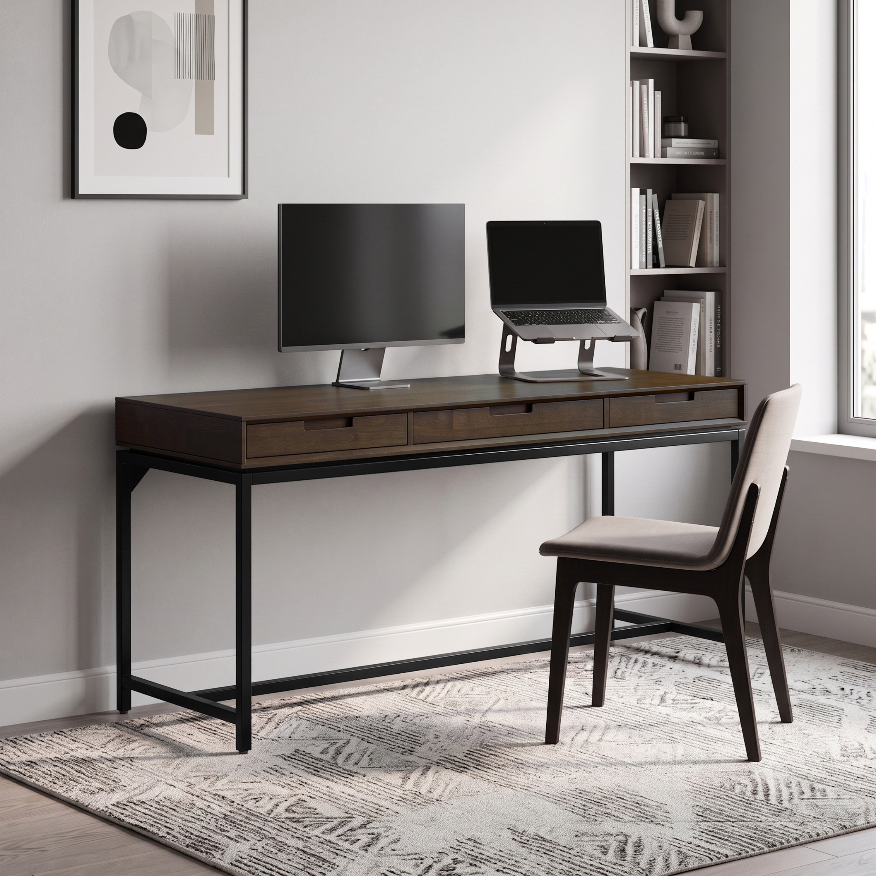 ダブルデスク Mid Century Wide Desk | Banting Mid Century Wide Desk – Simpli Home